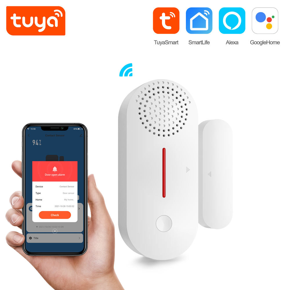 Tuya Smart WiFi Door Window Sensor 100dB Alarm Sound Security Detector