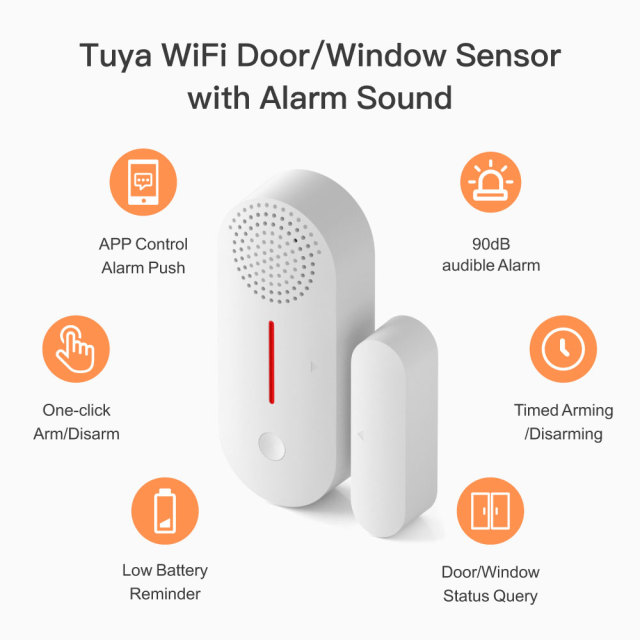 Tuya Smart WiFi Door Window Sensor 100dB Alarm Sound Security Detector