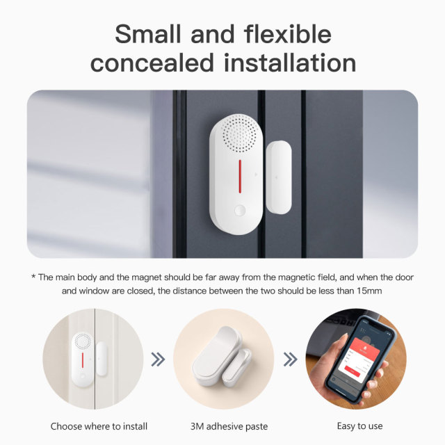 Tuya Smart WiFi Door Window Sensor 100dB Alarm Sound Security Detector