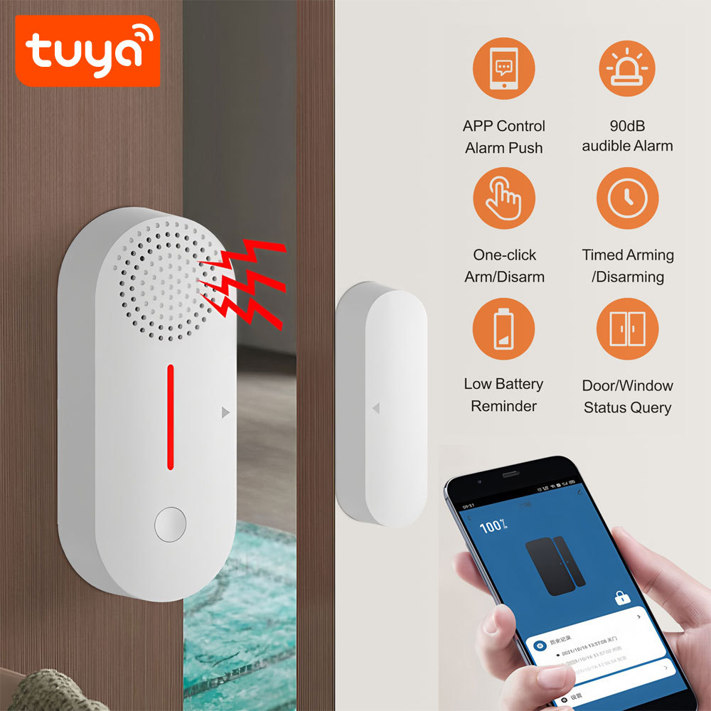 Tuya Smart WiFi Door Window Sensor 100dB Alarm Sound Security Detector