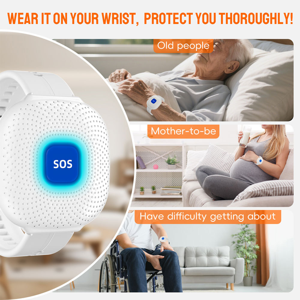 Tuya Smart WiFi Wristband SOS Emergency Button, Waterproof Elderly Panic Alarm for Home Safety & Care
