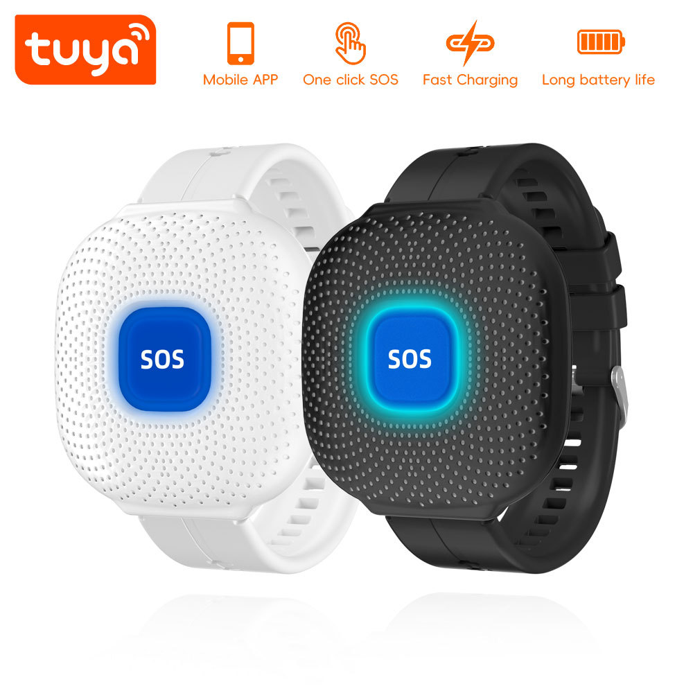 Tuya Smart WiFi Wristband SOS Emergency Button, Waterproof Elderly Panic Alarm for Home Safety & Care
