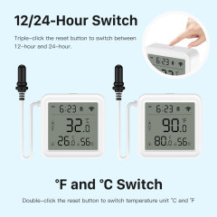 Tuya Smart WiFi Temperature & Humidity Sensor with IP67 Waterproof Wired External Probe