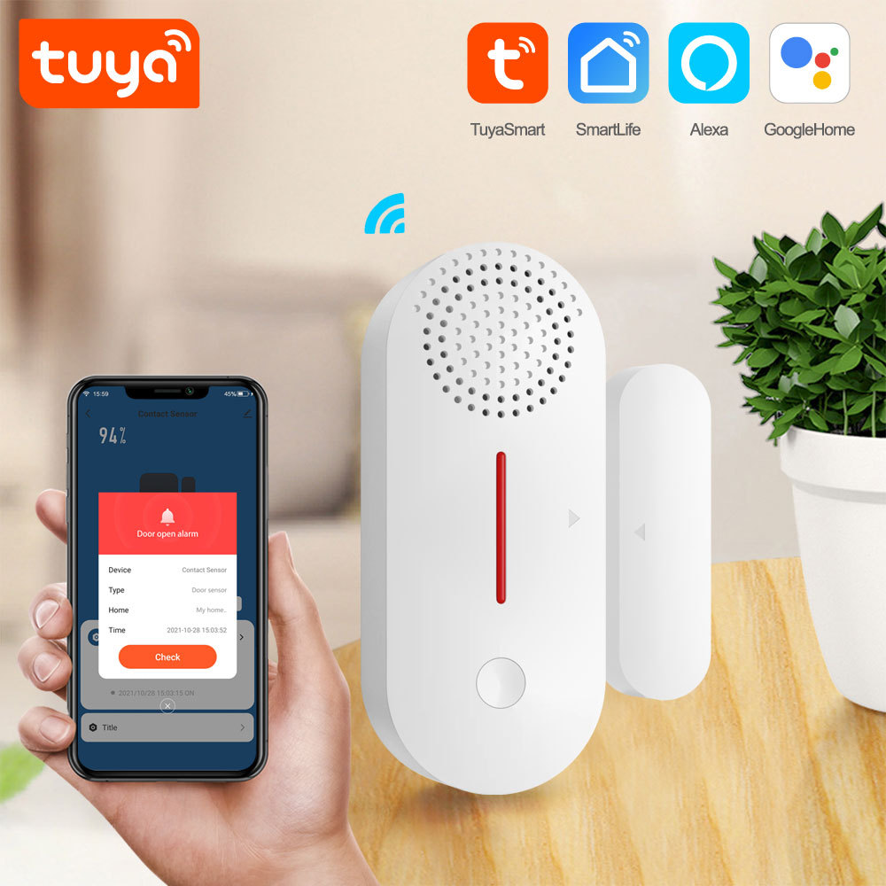 Tuya Smart WiFi Door Window Sensor 100dB Alarm Sound Security Detector
