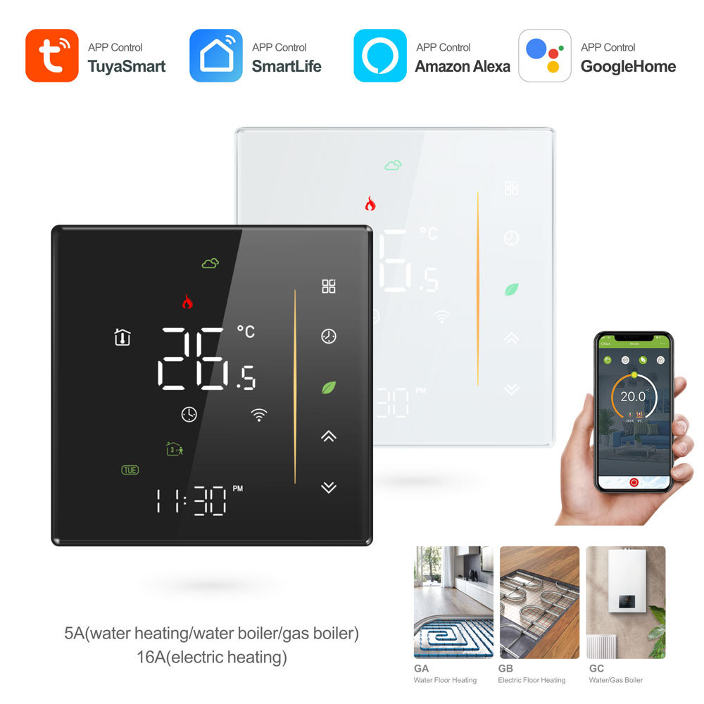 Tuya Smart WiFi 16A Electric Underfloor Heating Thermostat Dual Sensor