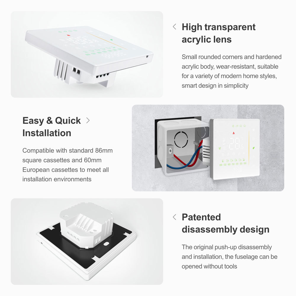 Tuya Smart WiFi 16A Electric Underfloor Heating Thermostat Dual Sensor