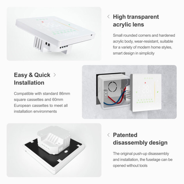 Tuya Smart WiFi 16A Electric Underfloor Heating Thermostat Dual Sensor