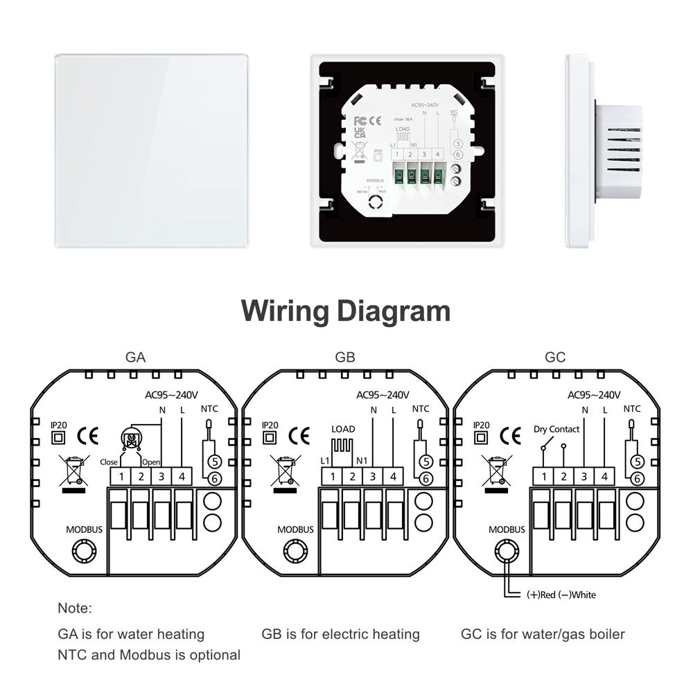 Tuya Smart WiFi 16A Electric Underfloor Heating Thermostat Dual Sensor
