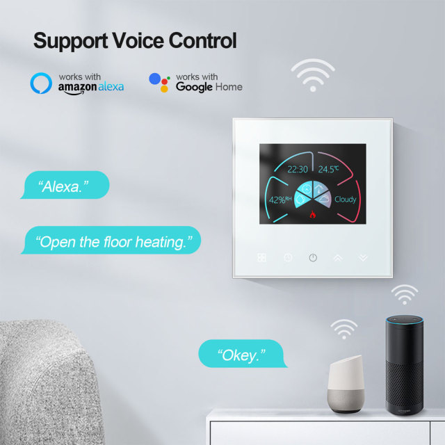 Tuya Smart WiFi 16A Electric Underfloor Heating Thermostat Dual Sensor