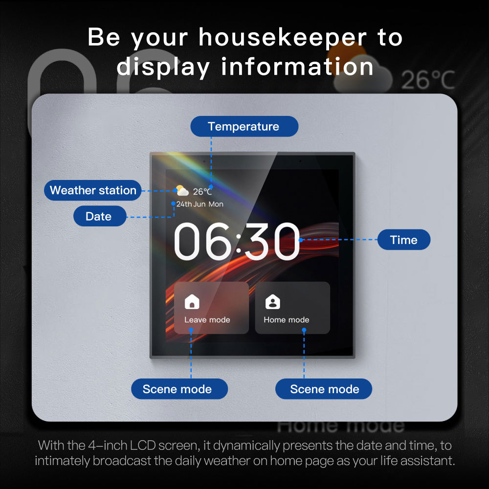 Tuya Smart 4-Inch WiFi Zigbee Gateway Control Panel Alexa Linux EU