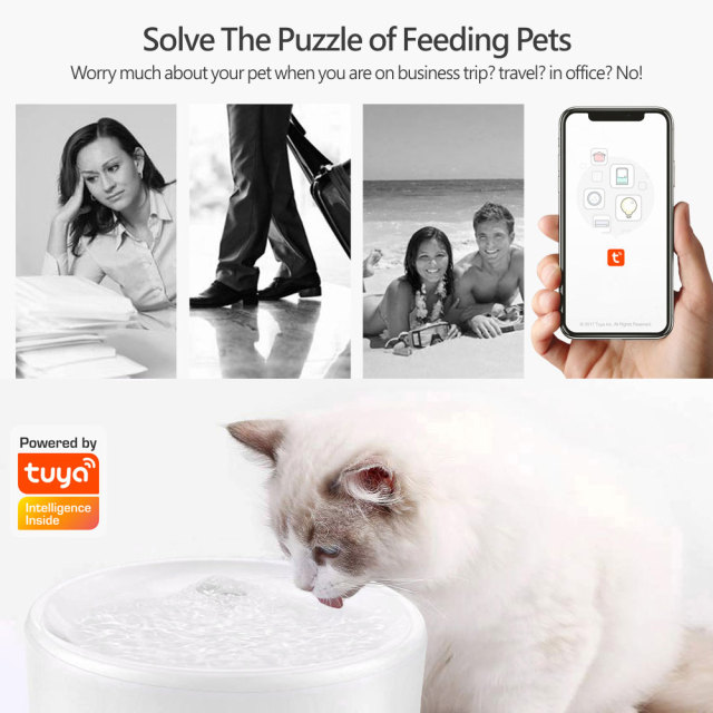 Tuya Smart WiFi Pet Water Fountain Auto Feeder UV Filter App Control
