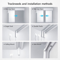 Tuya Smart WiFi Length-Adjustable Electric Curtain Kit Motor Rail Voice APP Timer