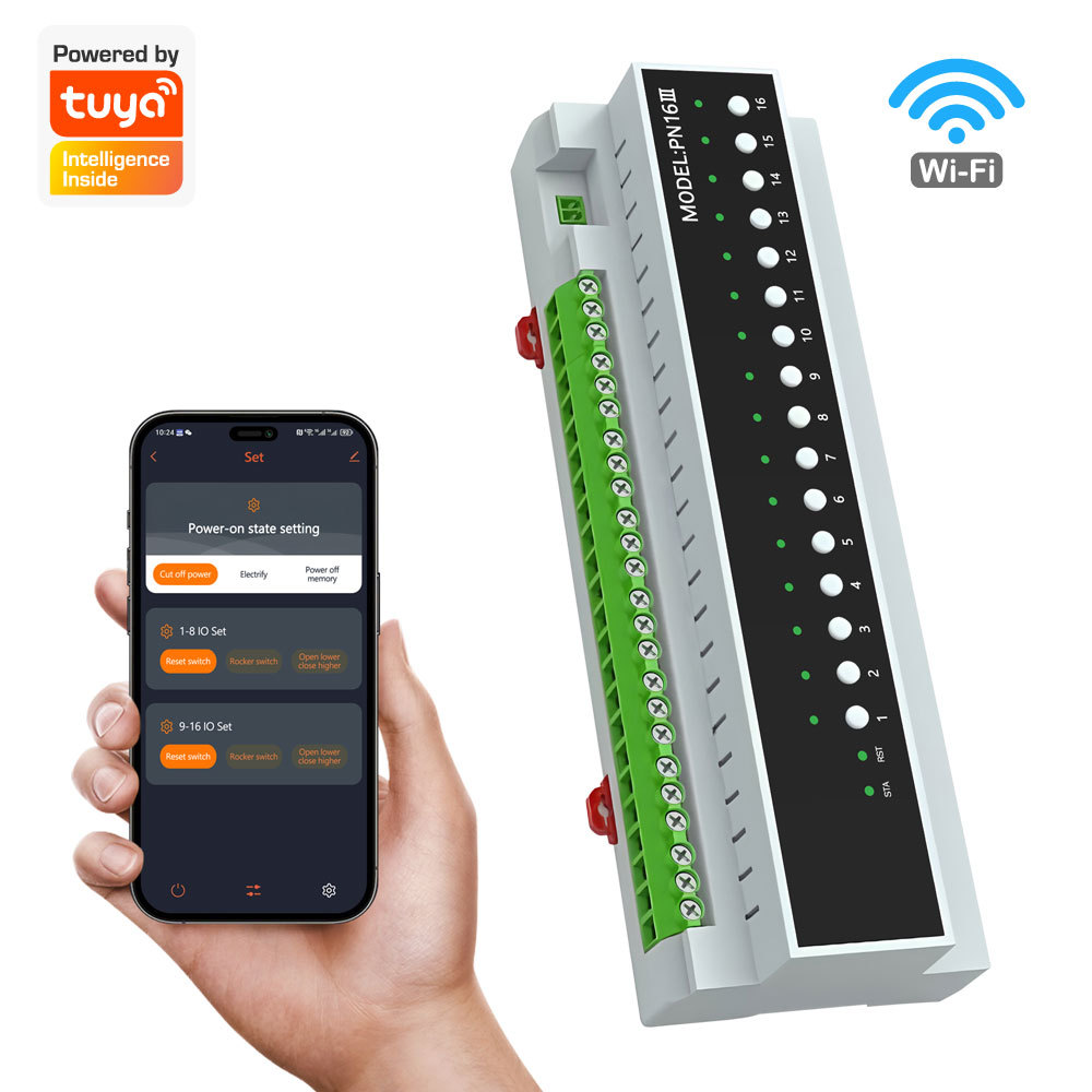 Tuya Smart WiFi 16-CH 50A/16A Relay DIN Rail Room Power Controller