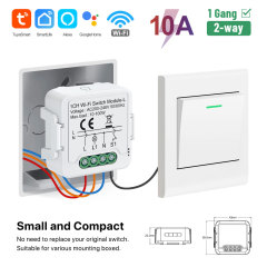 Tuya Smart WiFi BLE No Neutral 1 Gang Light Switch Module 2-Way Relay