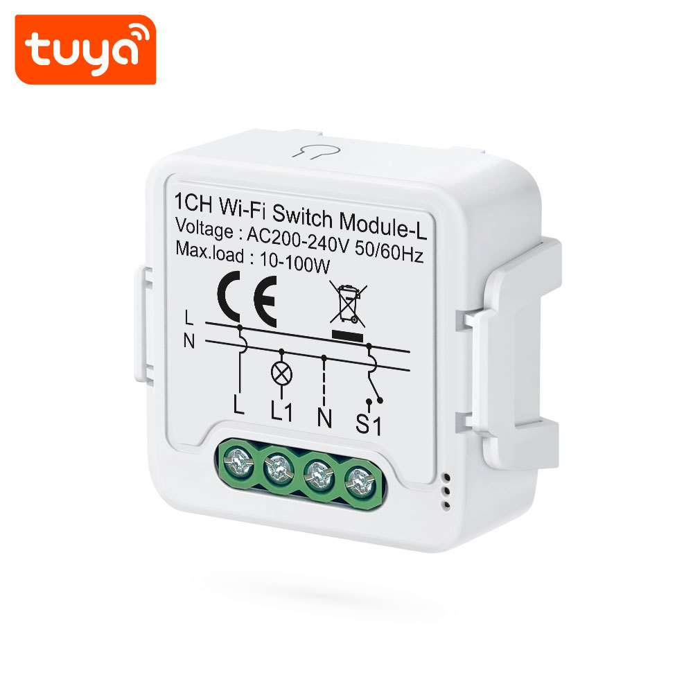 Tuya Smart WiFi BLE No Neutral 1 Gang Light Switch Module 2-Way Relay