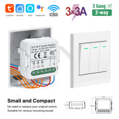 Tuya Smart WiFi BLE No Neutral 3 Gang Light Switch Module Triple Relay