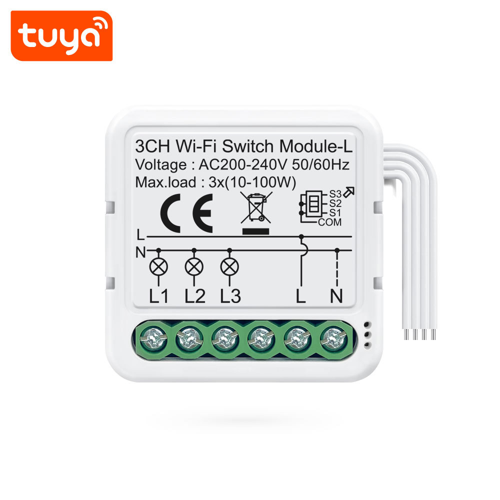 Tuya Smart WiFi BLE No Neutral 3 Gang Light Switch Module Triple Relay