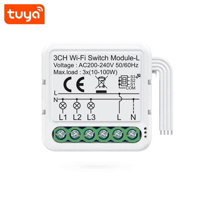 Tuya Smart WiFi BLE No Neutral 3 Gang Light Switch Module Triple Relay