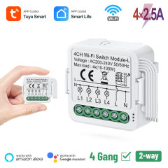 Tuya Smart WiFi BLE No Neutral 4 Gang Light Switch Module Quad Relay