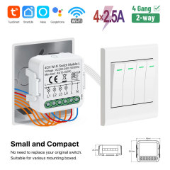 Tuya Smart WiFi BLE No Neutral 4 Gang Light Switch Module Quad Relay