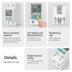 Tuya Smart WiFi 2P 63A LCD Energy Meter Leakage Circuit Breaker Switch