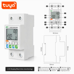 Tuya Smart WiFi 2P 63A LCD Energy Meter Leakage Circuit Breaker Switch