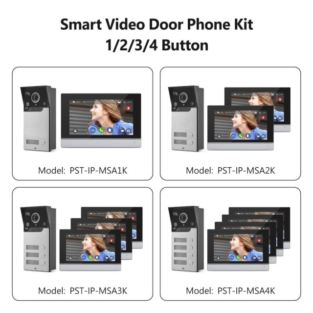 Tuya Smart WiFi 2-Button IP65 Apartment Video Door Phone Kit 2 Units