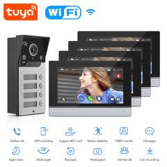 Tuya Smart WiFi 4-Button IP65 Apartment Video Door Phone Kit 4 Units