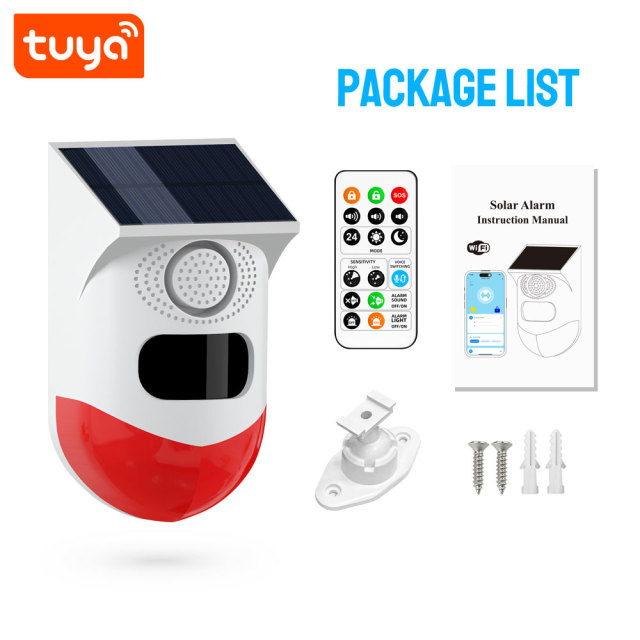 Tuya Smart WiFi Solar Waterproof WiFi PIR Alarm with 433Mhz, solar - powered for outdoor security