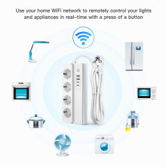 Tuya Smart WiFi EU Power Strip 4 Outlets 2 USB Type-C Surge Voice Control