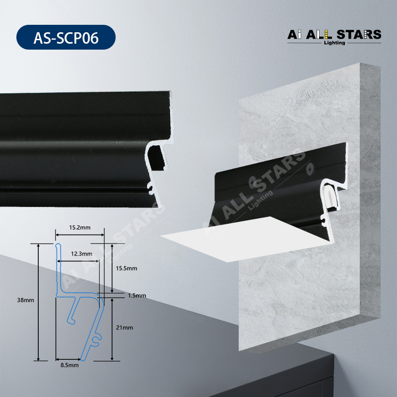 AS-SCP06 Durability  Stretch Ceiling Aluminum Profile for Wall Installations