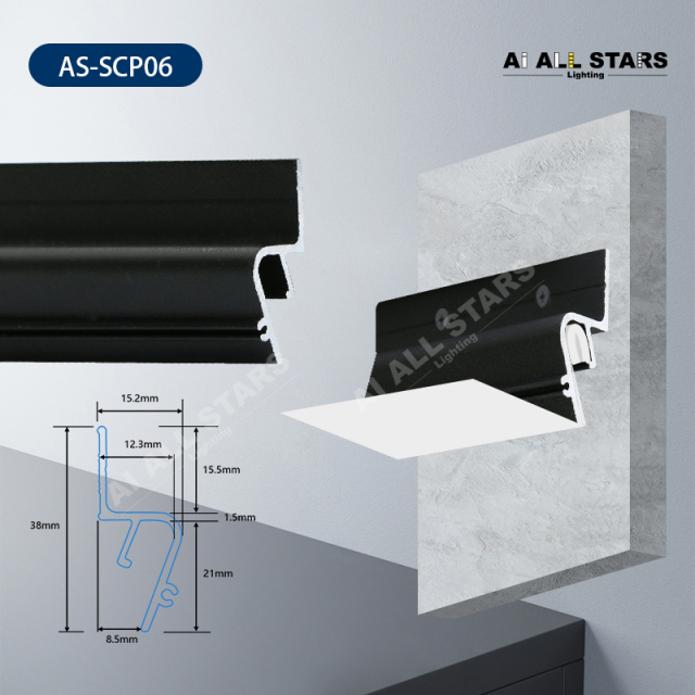 AS-SCP06 Durability  Stretch Ceiling Aluminum Profile for Wall Installations