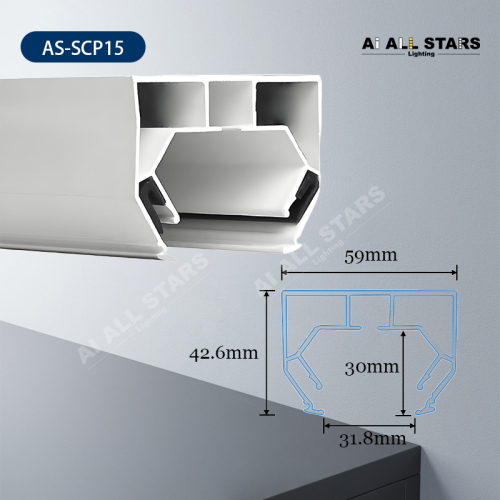 AS-SCP15 Short Delivery Stretch Ceiling Aluminum Profile for Hidden Curtain Tracks