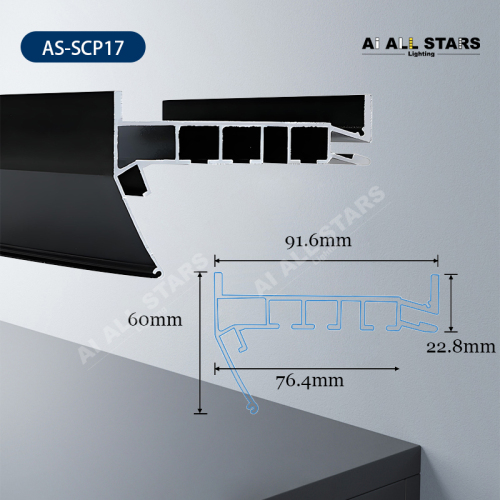AS-SCP17 Interior Decoration Stretch Ceiling Aluminum Profile for Hidden Curtain Tracks