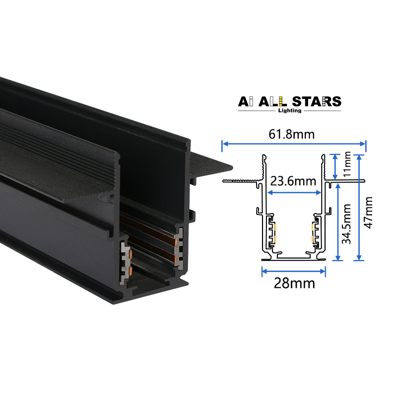 AS-EBT20A 48V Indoor Recessed Project Magnetic Track Light Rail
