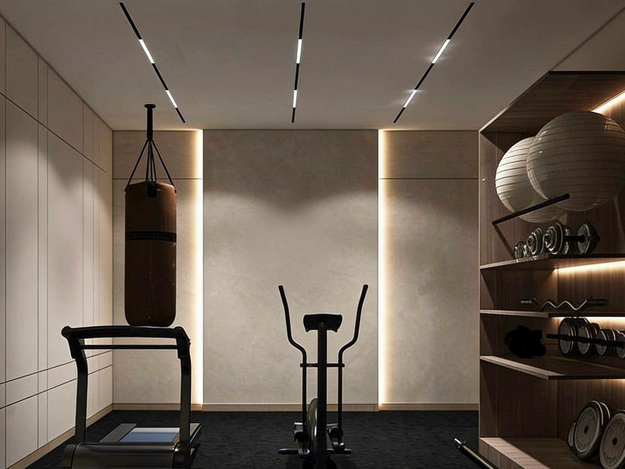 Gym stretching ceiling lighting solution