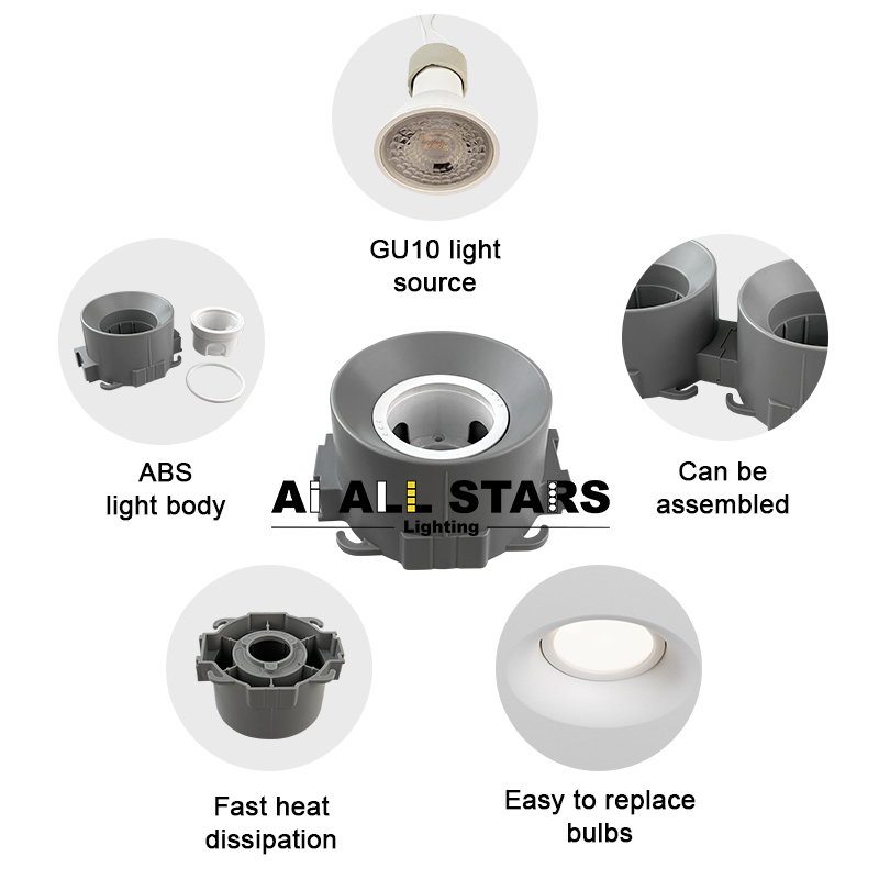 Recessed Install Gu10 Downlight Housing For Stretch Ceiling