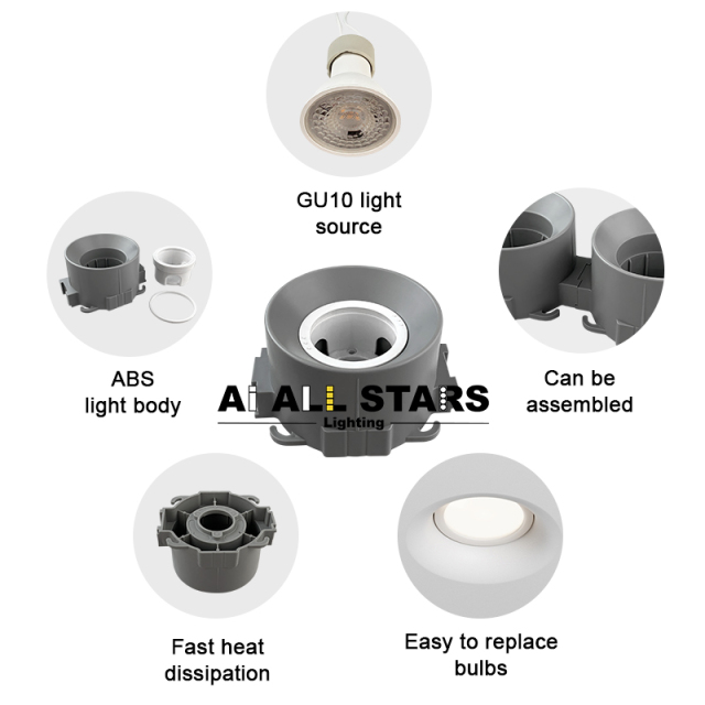 Recessed Install Gu10 Downlight Housing For Stretch Ceiling
