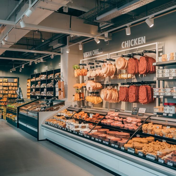 Low-maintenance rail lights in supermarket 