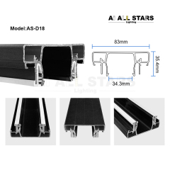AS-D18 Time-saving Easy Install Led Stretch Ceiling Profile