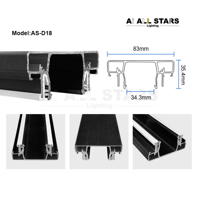 AS-D18 Time-saving Easy Install Led Stretch Ceiling Profile