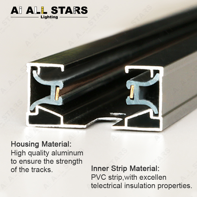 2 wire track rail for supermarket lighting fixture