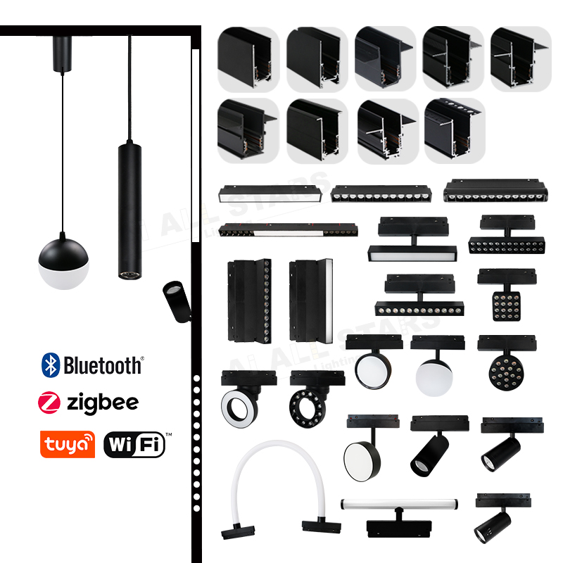 48V safe flexible adjustment magnetic track lights with Smartphone control