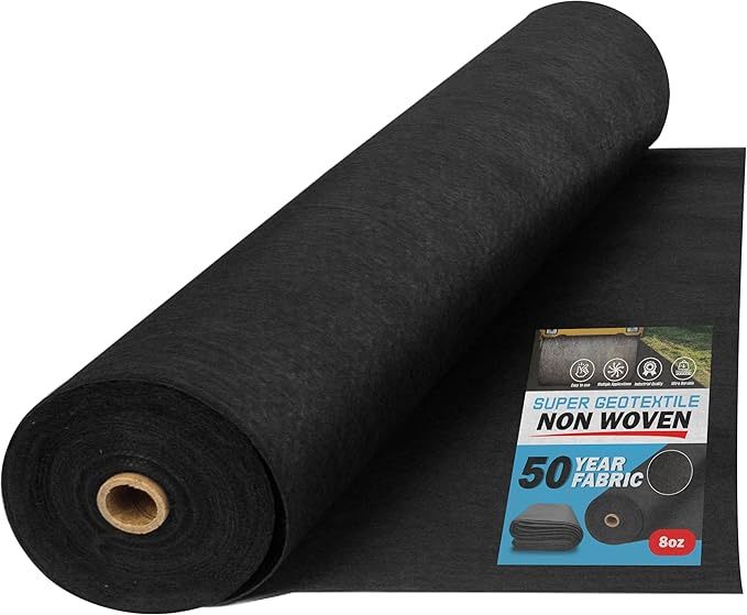 4, 6, 8 oz Non Woven Fabric for Landscaping, French Drains, Underlayment, Erosion Control, Construction Projects - 8 oz (6X50) Ships Folded