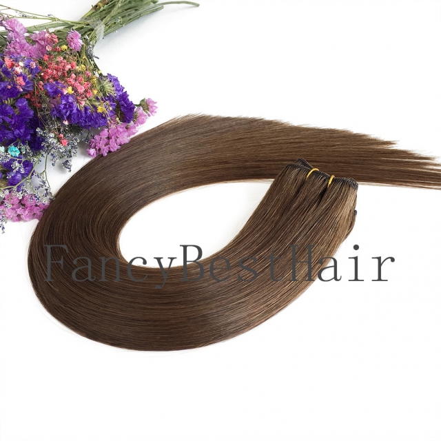 #6 Chestnut Brown Machine Weft Hair