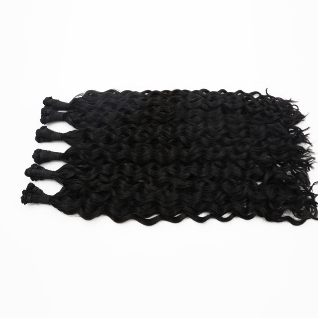 Curly ---  #1B Jet Black Hand Tied Weft