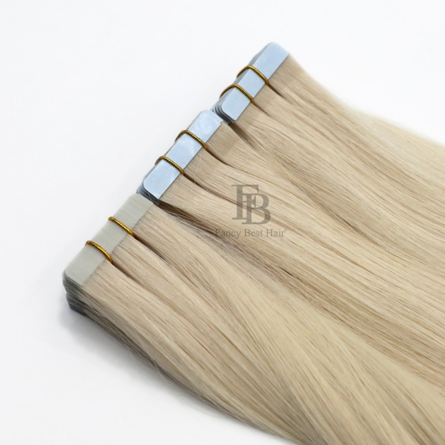 #60A Platinum Blonde tape in hair extension 