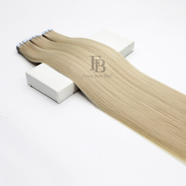 #60A Platinum Blonde tape in hair extension 