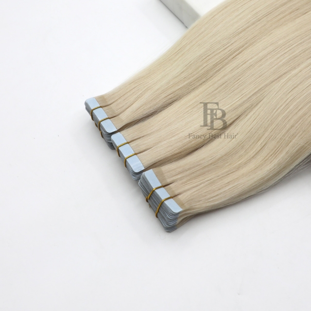 #60A Platinum Blonde tape in hair extension 