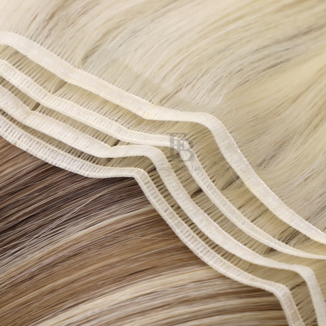 #60 Platinum Blonde  Flat Weft Hair Extensions